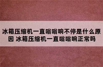 冰箱压缩机一直嗡嗡响不停是什么原因 冰箱压缩机一直嗡嗡响正常吗